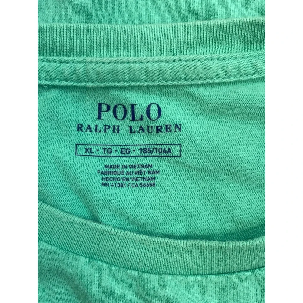Polo Ralph Lauren T-Shirt Mens XL Green 100% Cotton Crew Neck Long Sleeve Pony